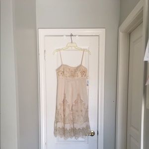 Sue Wong designer silk ivory crystal bead dress